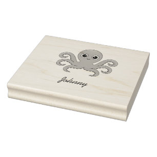 Cute grey octopus rubber stamp