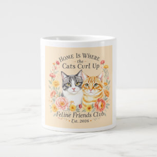 Cute Grey & Orange Tabby Cat Lovers Design Large Coffee Mug