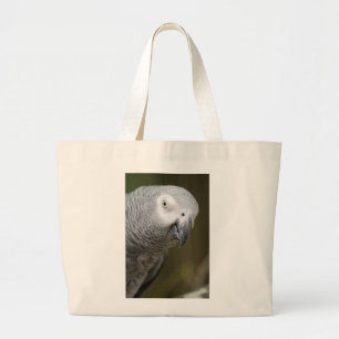 cute grey parrot large tote bag