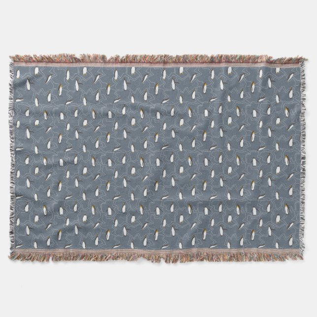 Cute grey Penguin Blanket (Front)
