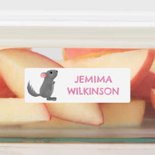 Cute grey personalised chinchilla cartoon school