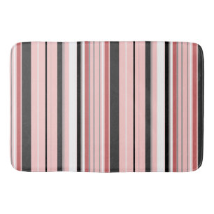 Cute grey pink stripes bath mat