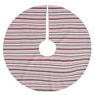 Cute grey pink stripes brushed polyester tree skirt
