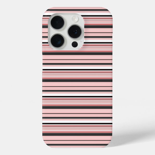 Cute grey pink stripes Case-Mate iPhone case (Back)