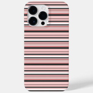 Cute grey pink stripes Case-Mate iPhone 14 pro max case