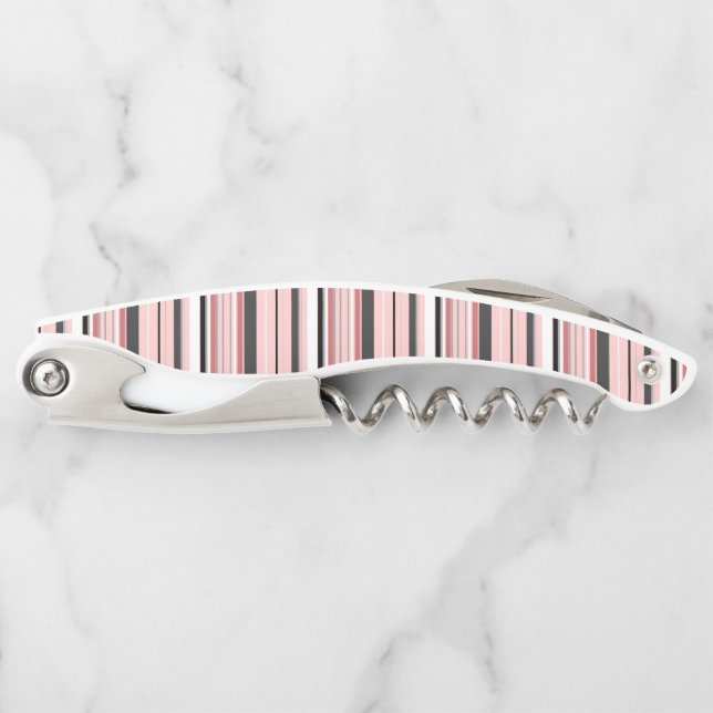 Cute grey pink stripes corkscrew (Front)