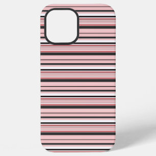 Cute grey pink stripes iPhone 12 pro max case