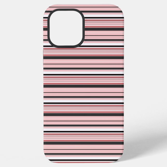 Cute grey pink stripes iPhone case (Back)