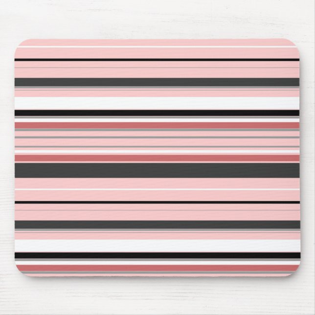 Cute grey pink stripes mouse mat (Front)