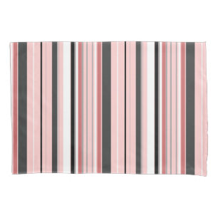 Cute grey pink stripes pillowcase