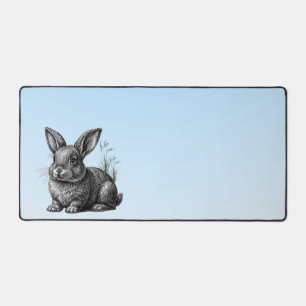 Cute Grey Rabbit against a Blue Sky Desk Mat