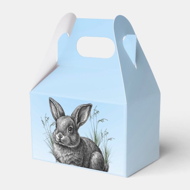 Cute Grey Rabbit against a Blue Sky Favour Box (Front Side)