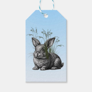 Cute Grey Rabbit against a Blue Sky Gift Tags