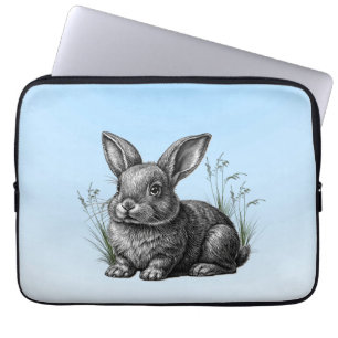 Cute Grey Rabbit against a Blue Sky Laptop Sleeve
