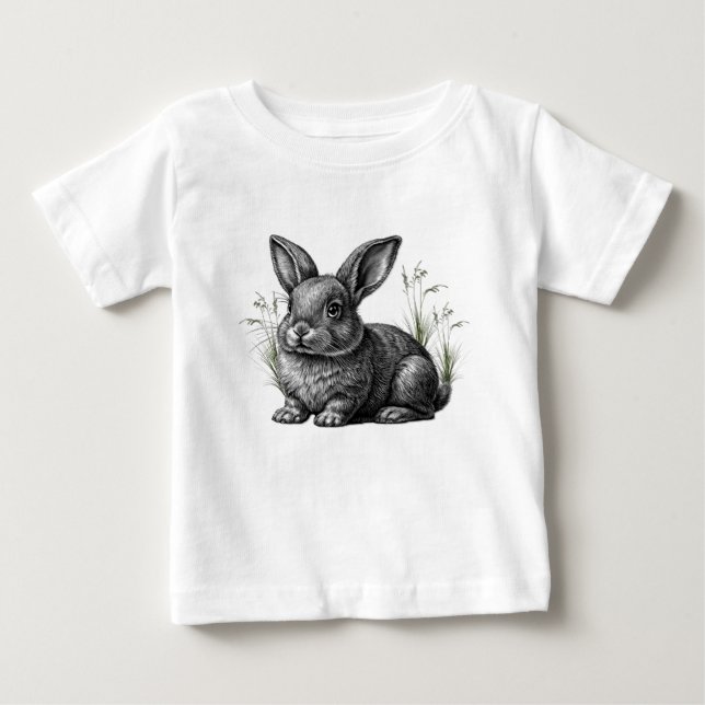 Cute Grey Rabbit  Baby T-Shirt (Front)
