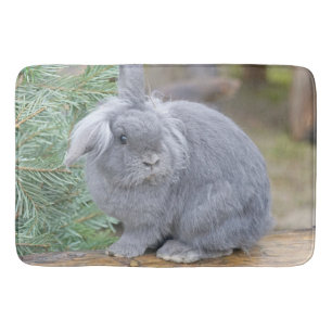 Cute grey rabbit   bath mat