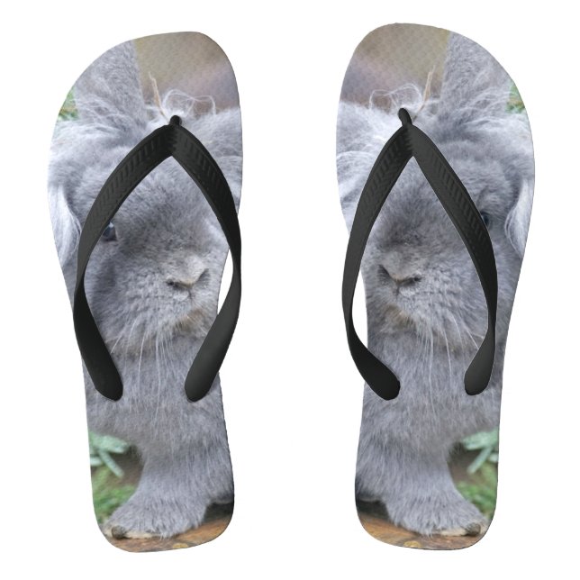 Cute grey rabbit  flip flops (Footbed)