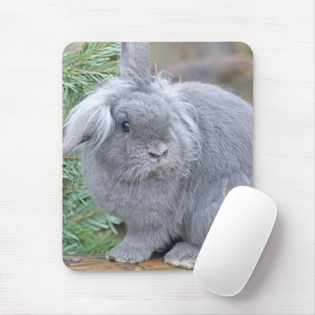Cute grey rabbit  mouse mat (With Mouse)