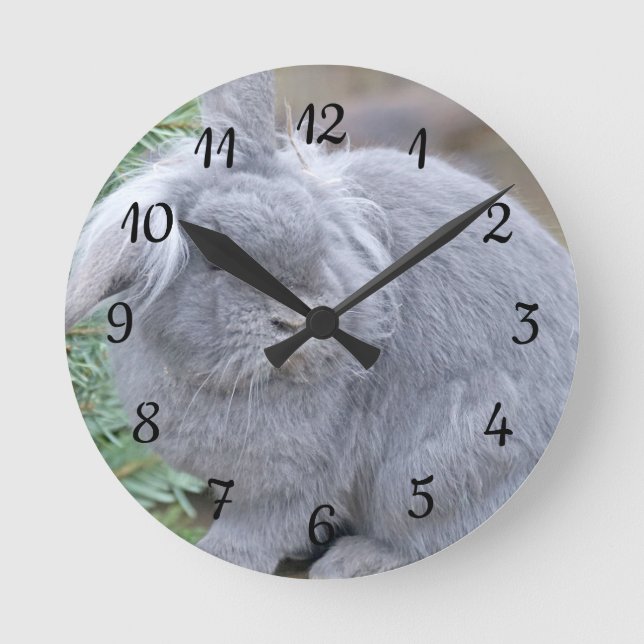 Cute grey rabbit    round clock (Front)