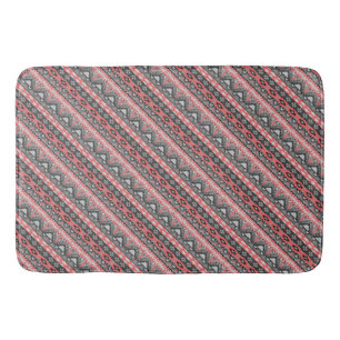 Cute grey red aztec pattern design bath mat