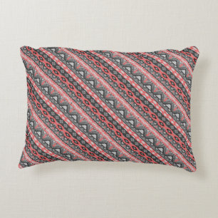 Cute grey red aztec pattern design decorative cushion