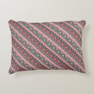Cute grey red aztec pattern design decorative cushion