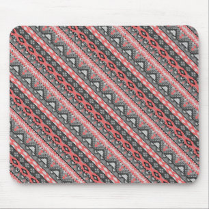 Cute grey red aztec pattern design mouse mat
