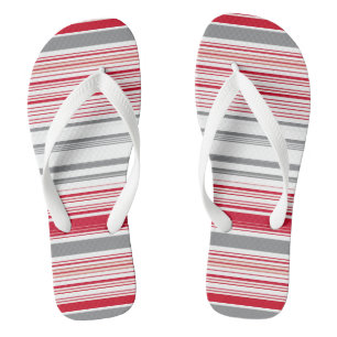 Cute grey red stripes flip flops