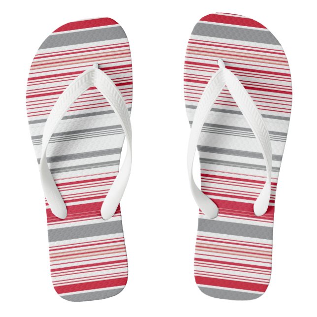 Cute grey red stripes flip flops (Footbed)