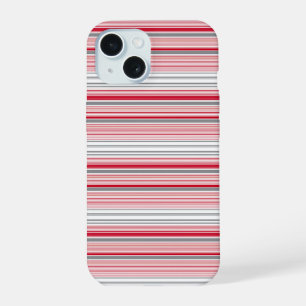 Cute grey red stripes iPhone 15 case