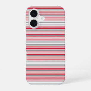 Cute grey red stripes iPhone 16 case