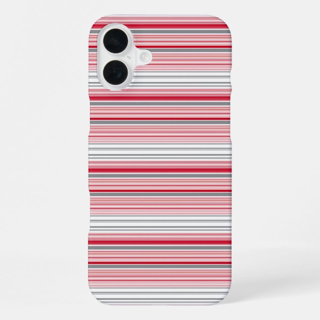 Cute grey red stripes iPhone case (Back)