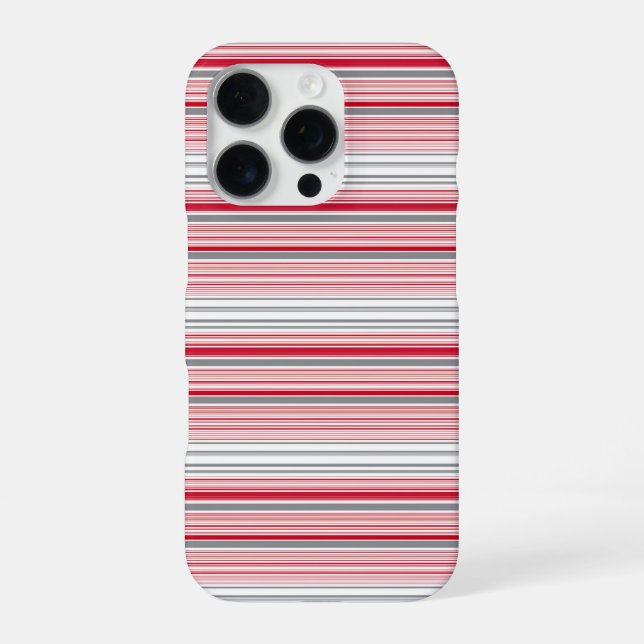 Cute grey red stripes iPhone case (Back)