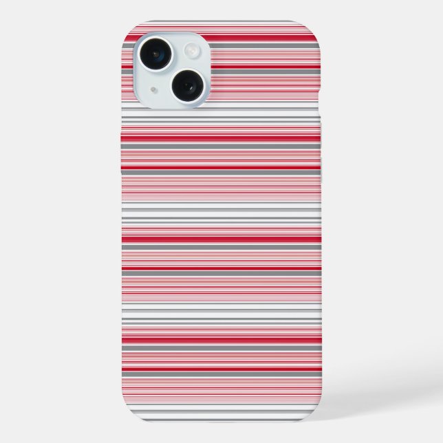 Cute grey red stripes iPhone case (Back)