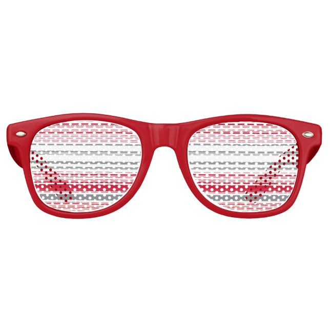Cute grey red stripes retro sunglasses (Front)