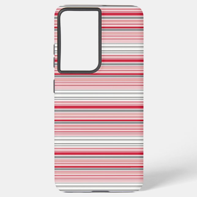 Cute grey red stripes samsung galaxy s21+ case (Back)