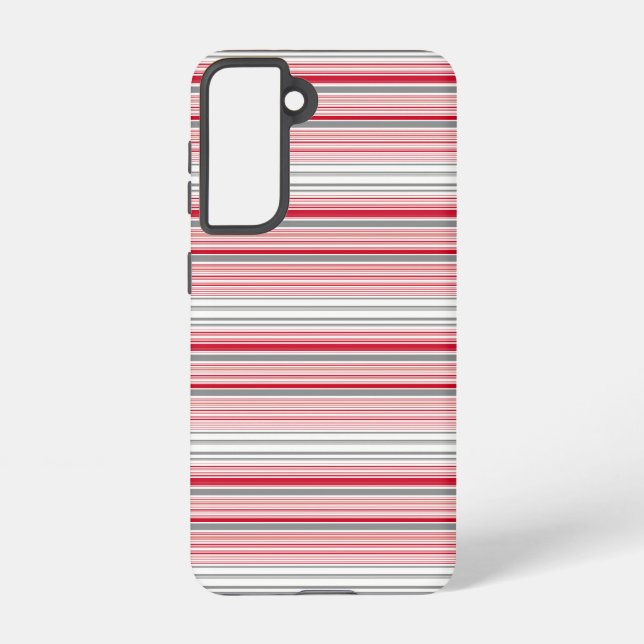 Cute grey red stripes samsung galaxy s21 case (Back)