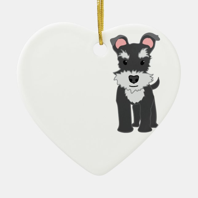 Cute grey schnauzer puppy ceramic tree decoration (Front)