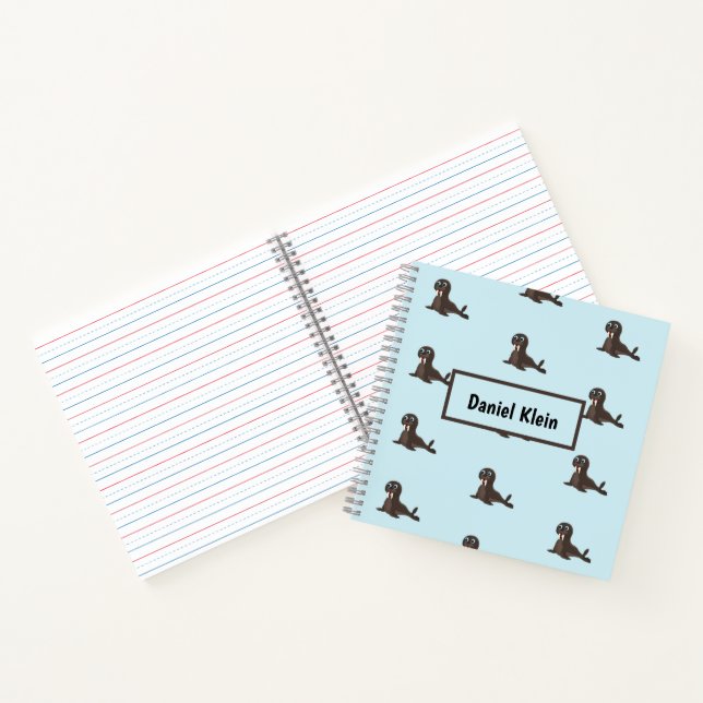 Cute grey seal blue notebook (Inside)