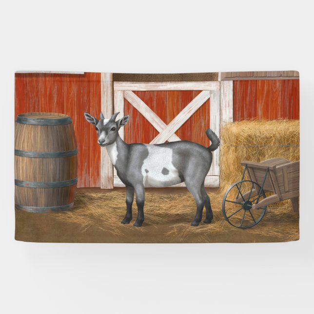 Cute Grey Spotted Goat Banner (Horizontal)