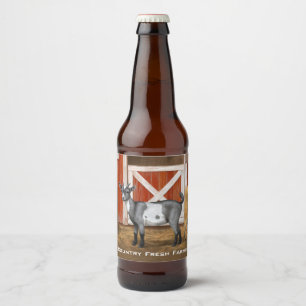 Cute Grey Spotted Goat Beer Bottle Label