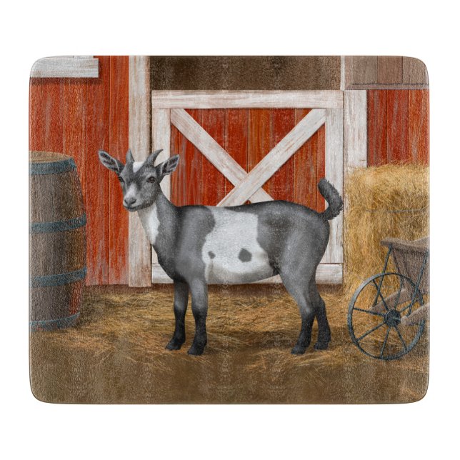 Cute Grey Spotted Goat Cutting Board (Front)