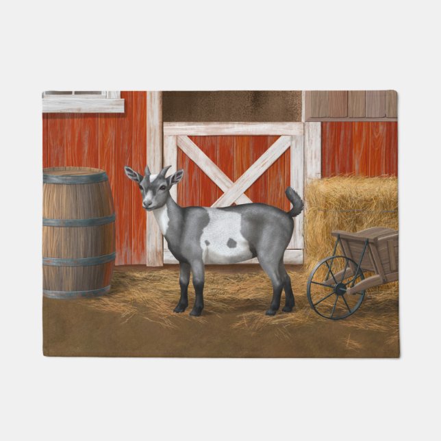 Cute Grey Spotted Goat Doormat (Front)