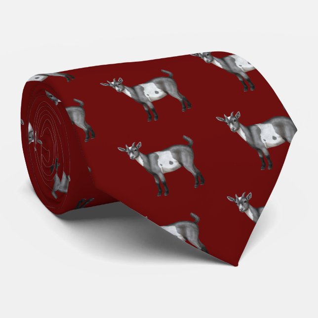 Cute Grey Spotted Goat Tie (Rolled)
