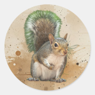 Cute Grey  Squirrel Animal Wildlife Nature Classic Round Sticker