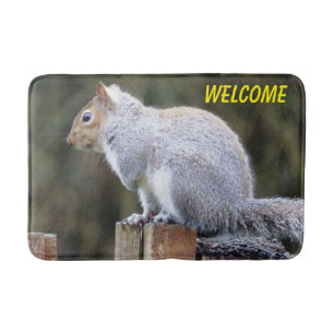 Cute Grey Squirrel Bath Mat