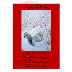 cute grey squirrel snow scene wildlife art