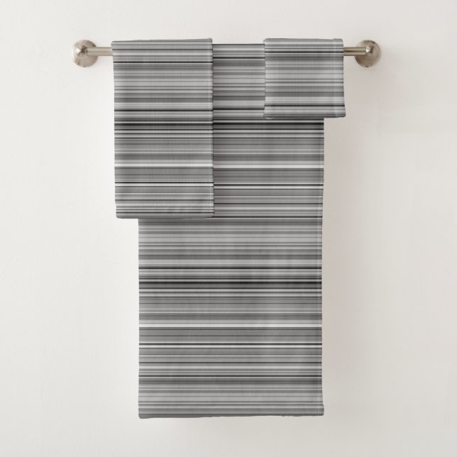 Cute grey stripes bath towel set (Insitu)