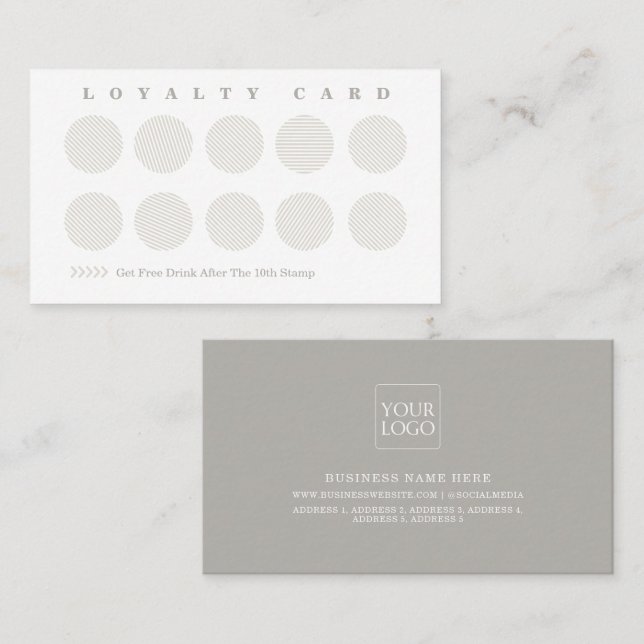 Cute Grey Stripes Reward Program  Loyalty Card (Front/Back)