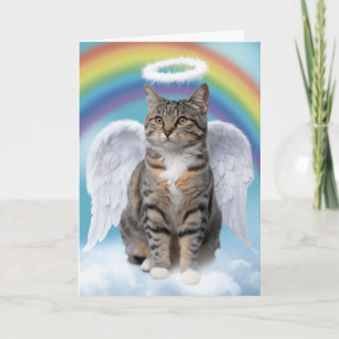 Cute Grey Tabby Cat Angel Sympathy Card
